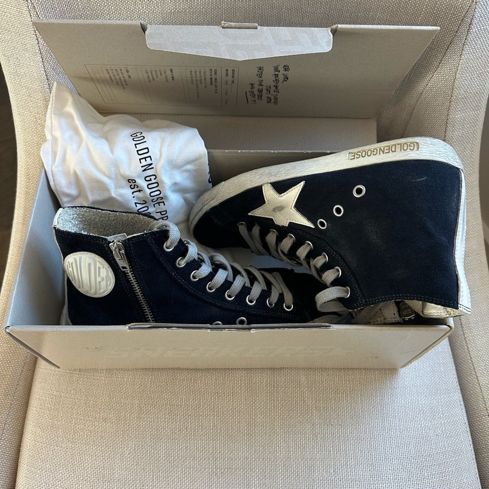Golden Goose Francy suede high-top sneakers Navy Size 38 - Picture 2 of 9